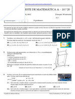 5.º Teste de Matemática A 10.º 20: 3.º Período 26/05/2022 Duração: 90 Minutos Nome: N.º: Classificação: O Professor