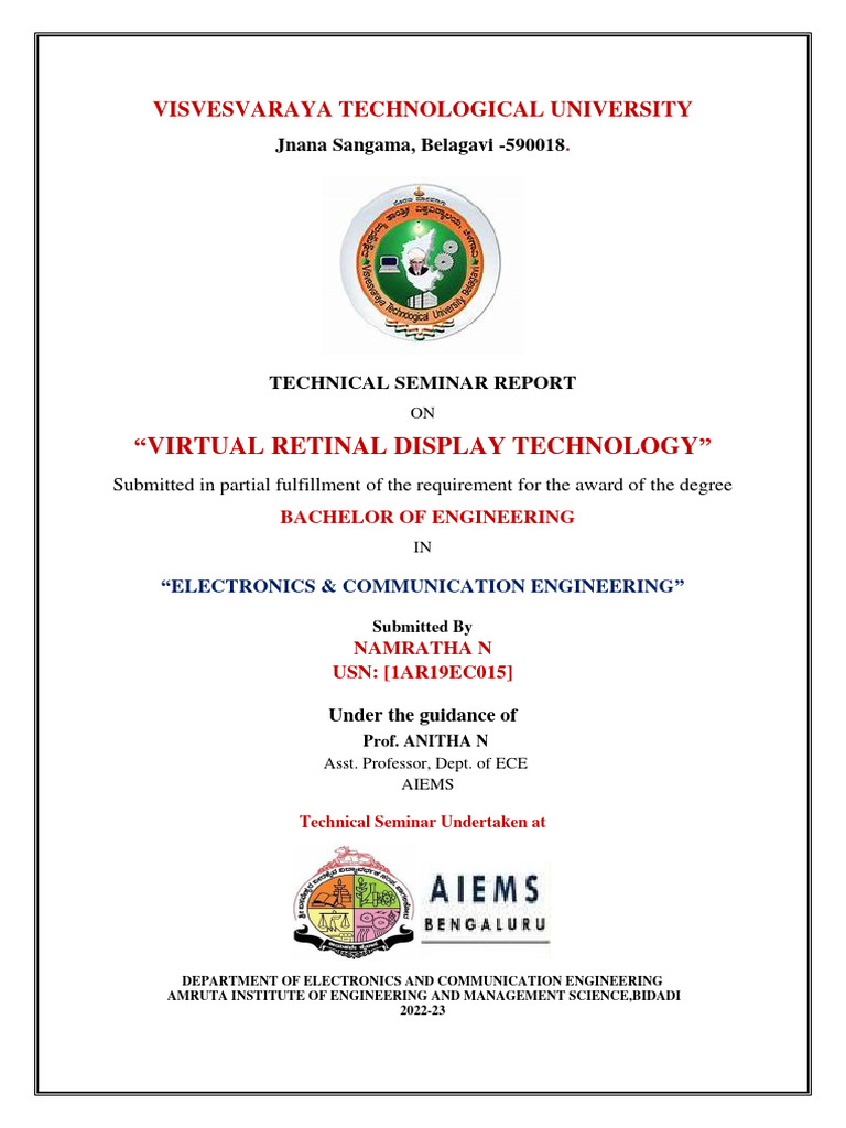 Virtual Retinal Display Technology Report | PDF | Augmented Reality ...