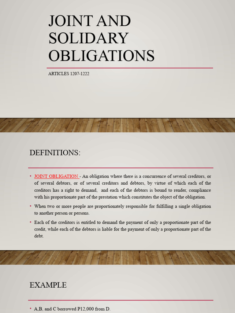 Joint vs. Solidary Obligations Explained | PDF | Debtor | Civil Law ...