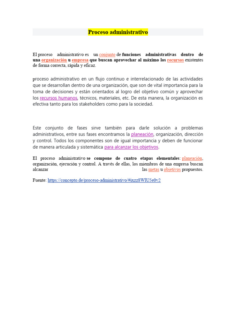 Proceso Administrativo: Fases y Importancia | PDF | Negocios