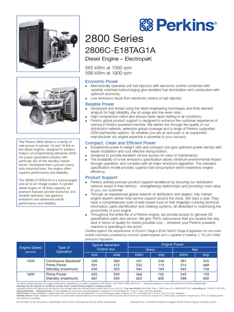 Perkins 2806C-E18TAG1A Engine Overview | PDF | Diesel Engine | Engines