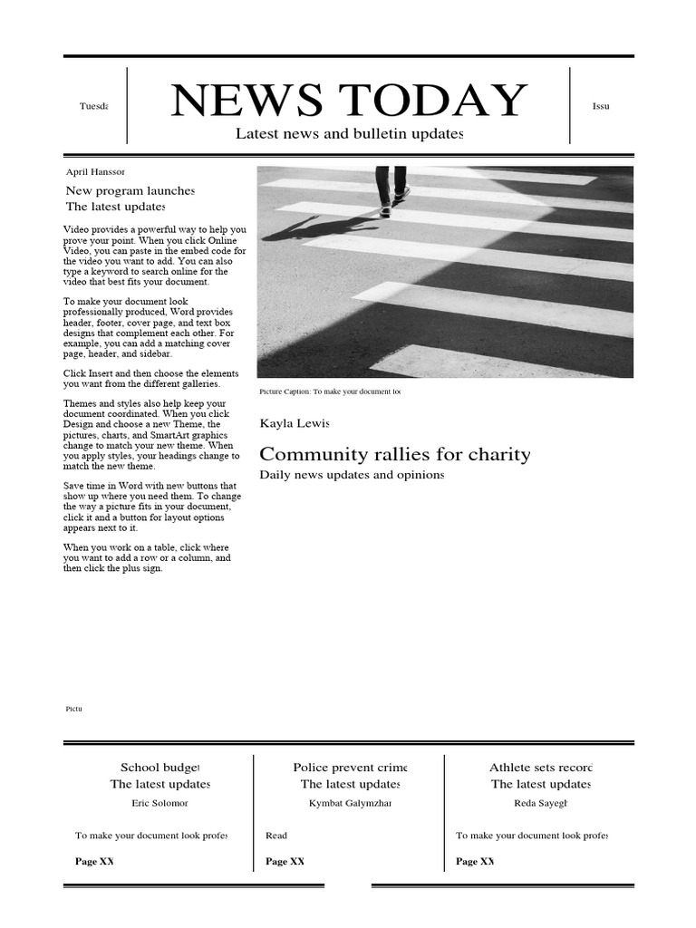 Newspaper article pdf page layout software