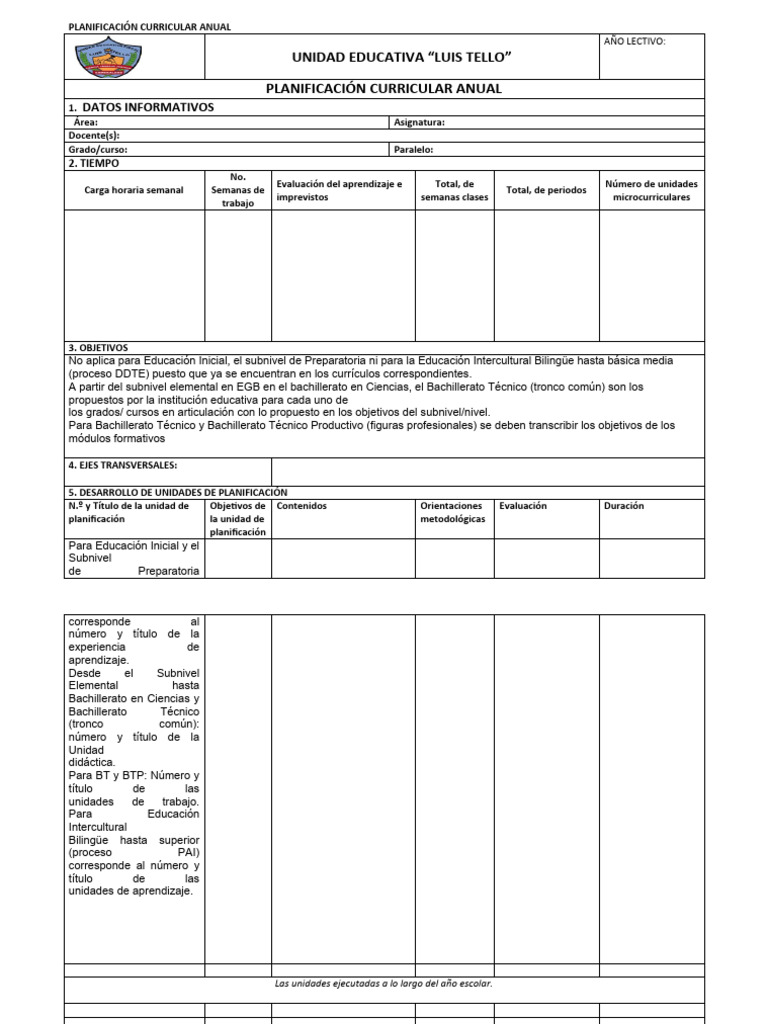 Planificación Curricular Anual 2023 | PDF | Educación de la primera ...