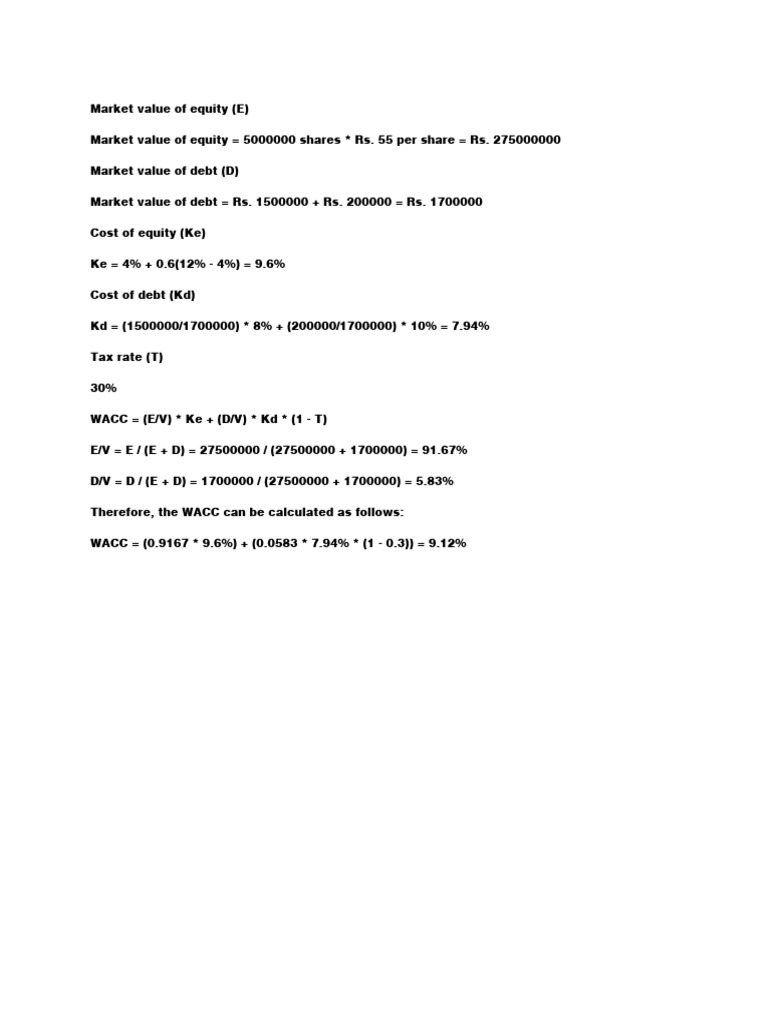 WACC Calculation and Components Explained | PDF | Business | Teaching ...