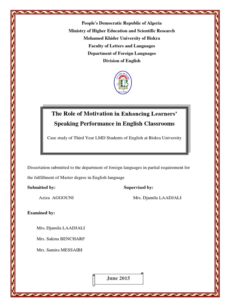 Motivating EFL Learners' Speaking | PDF | English As A Second Or ...