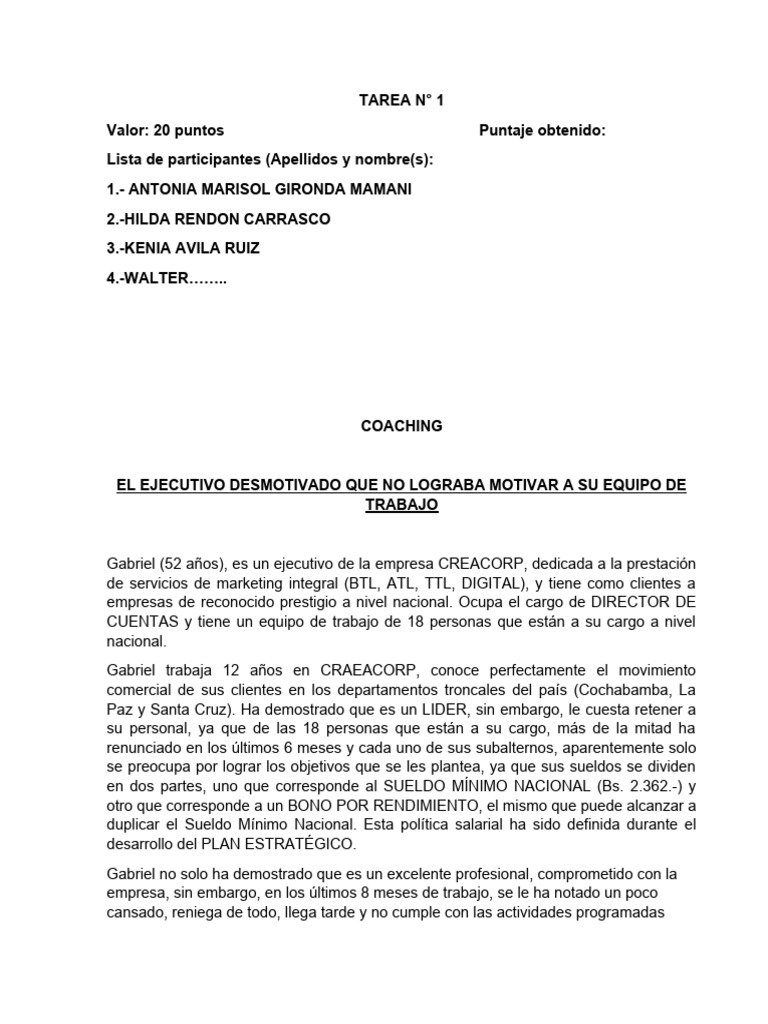 Caso Practico (Tarea 1) | PDF | Crecimiento personal y profesional ...