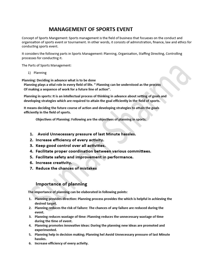 Unit 1 management of sports event pdf tournament sports
