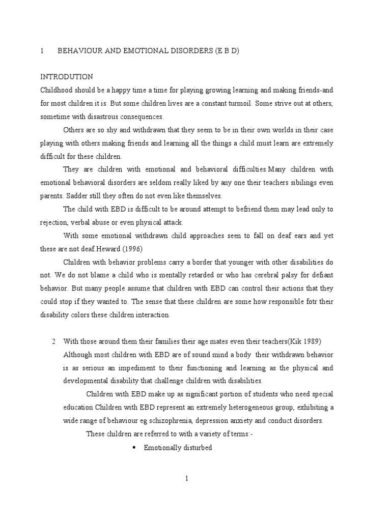 Understanding Emotional and Behavioral Disorders | PDF | Emotions ...