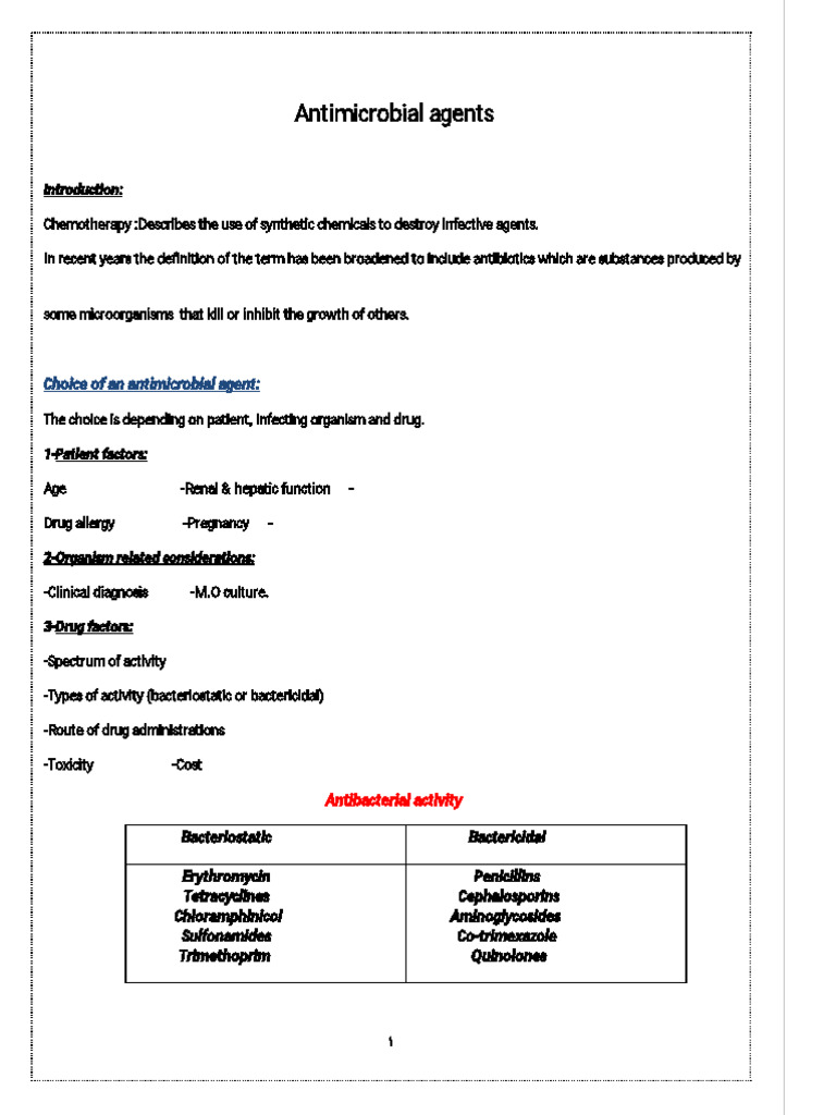 Antimicrobial Agents: Types & Mechanisms | PDF | Penicillin | Beta ...