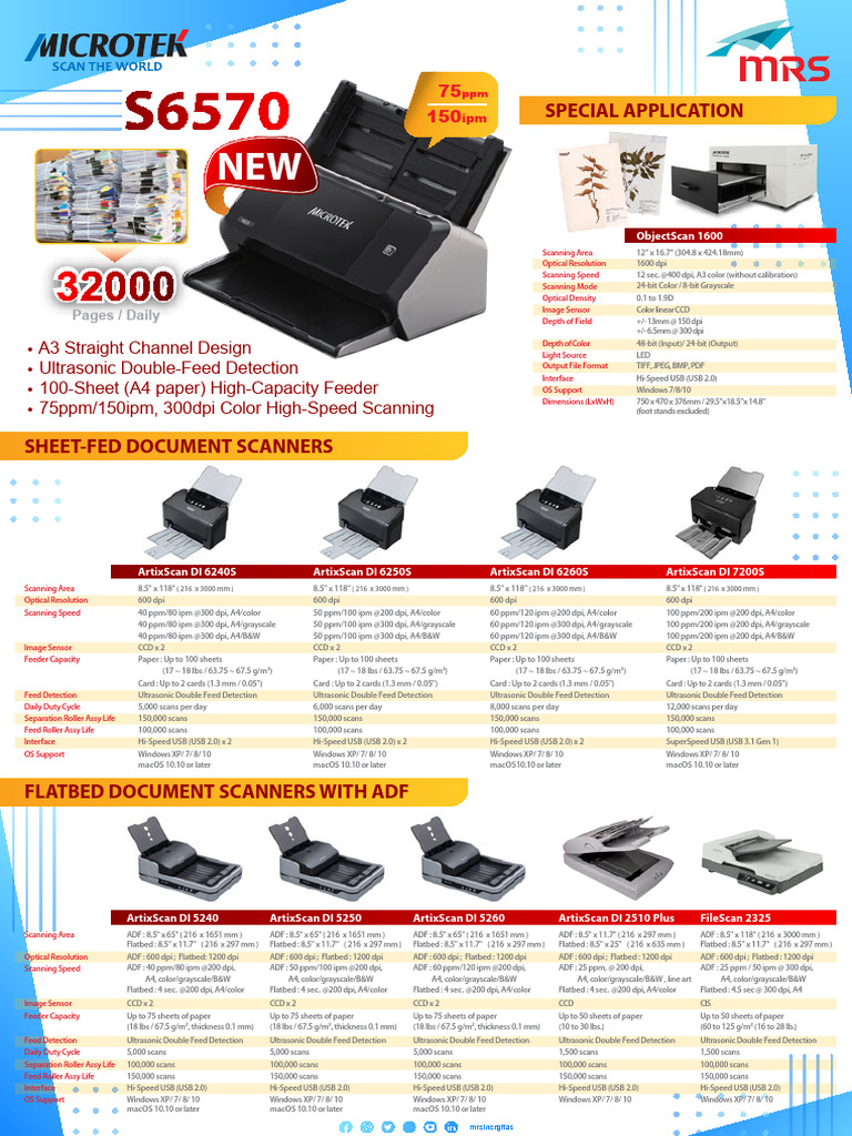 Microtek Scanners Specifications Overview | PDF | Image Scanner | Imaging