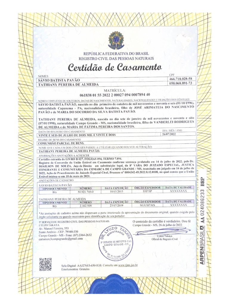 Certidao Casamento | PDF