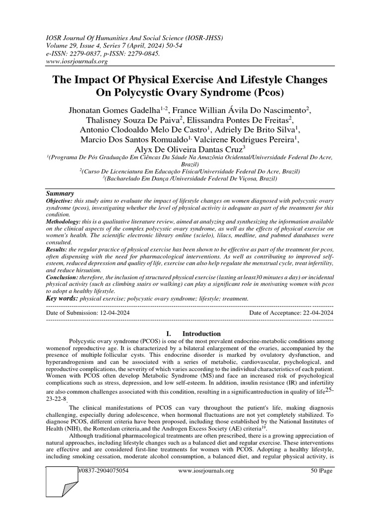 Exercise's Role in Managing PCOS | PDF | Polycystic Ovary Syndrome ...