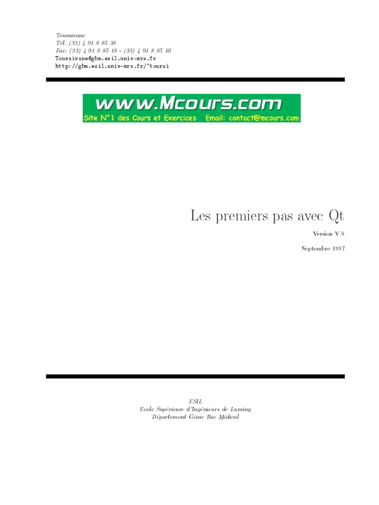 Premiers pas avec Qt : Guide pratique | PDF | Interface graphique ...