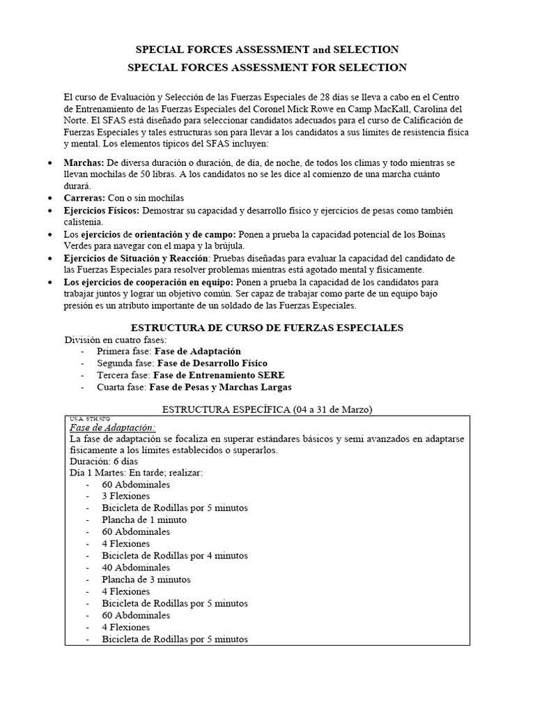 Special Forces Assessment For Selection | Descargar gratis PDF ...