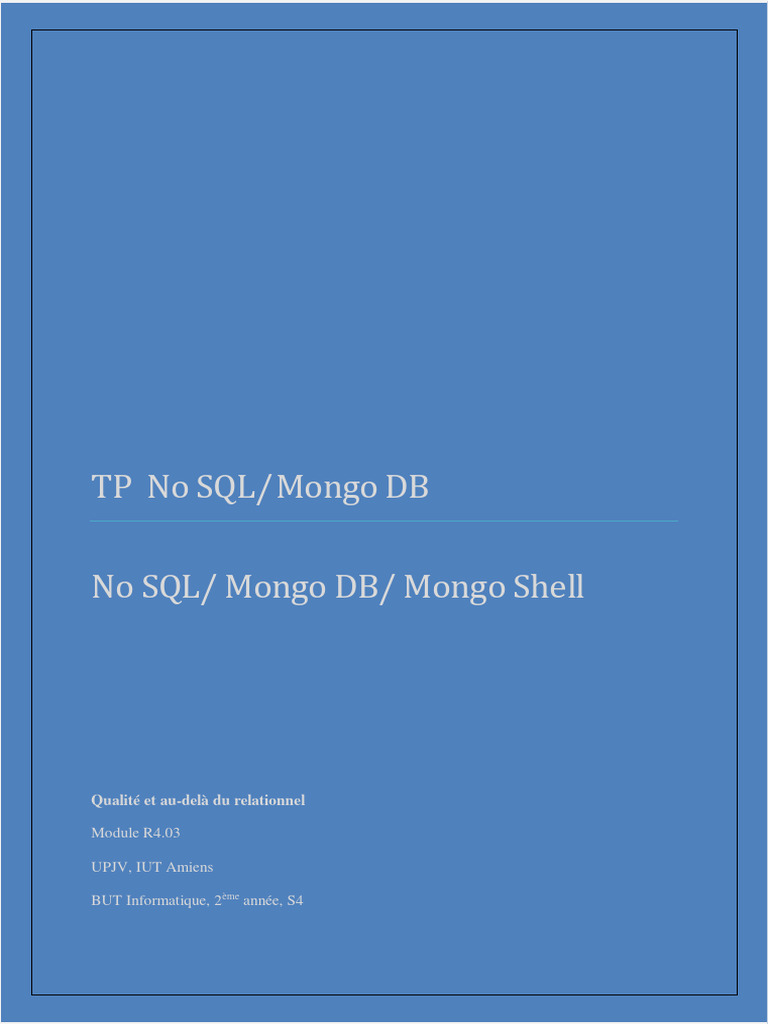 TP MongoDB : Introduction à NoSQL | PDF | NoSQL | MongoDB