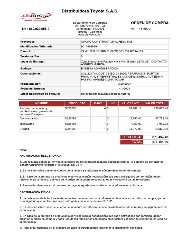 Orden de Compra DTS | PDF | Industrias de servicio