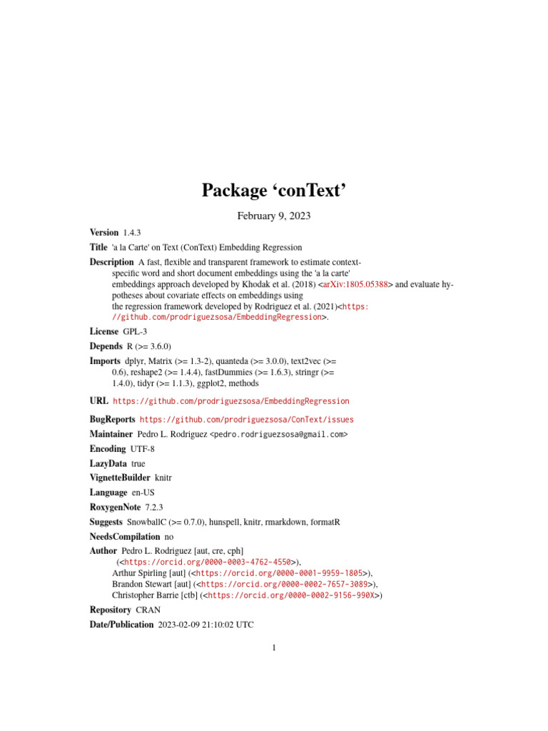 ConText: Context-Specific Embedding Regression | PDF | Bootstrapping ...