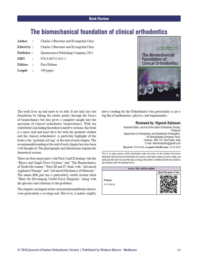 The Biomechanical Foundation of Clinical Orthodont | PDF | Orthodontics