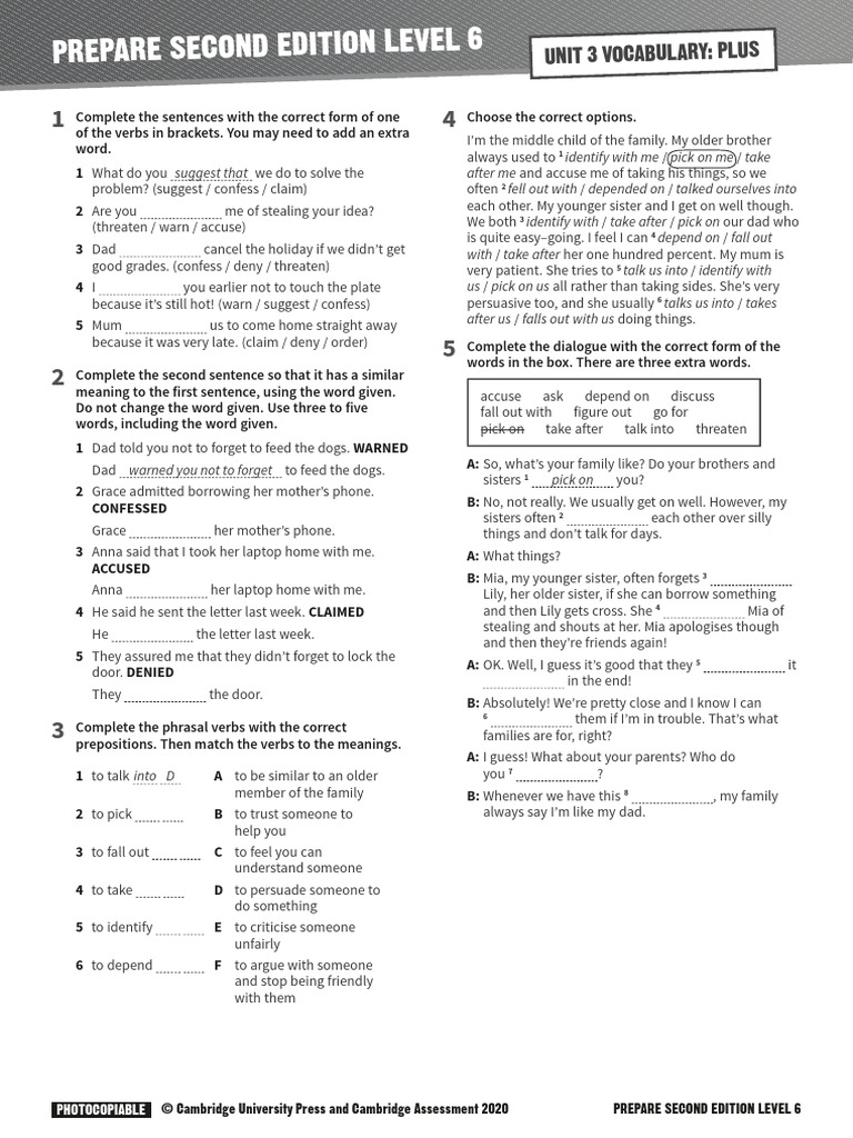 PREPARE 6 Vocabulary Plus Unit 03 | PDF | Grammar | Linguistics