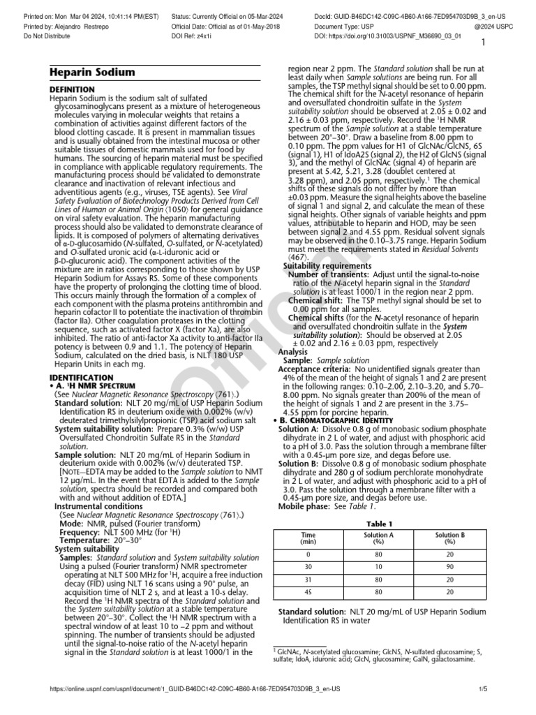 Heparin sodium USP | PDF | Nuclear Magnetic Resonance | Nuclear ...