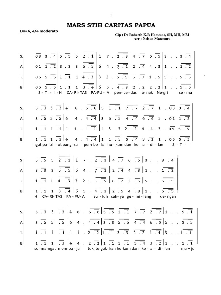 Mars Stih Caritas Papua Satb | PDF