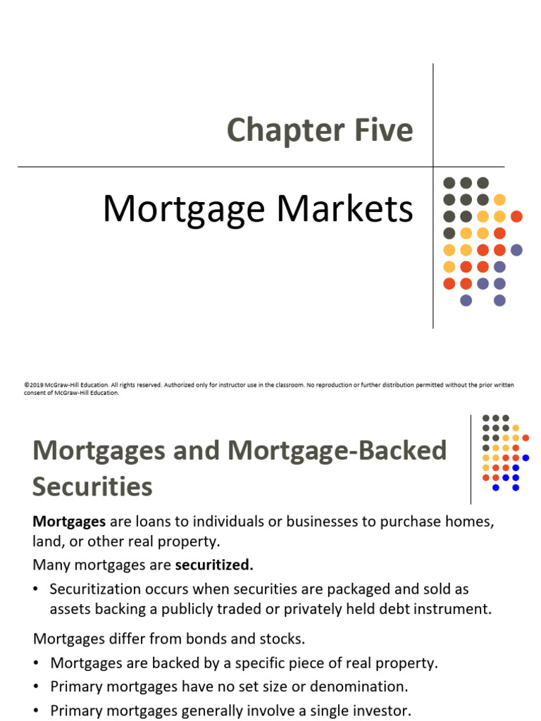 CHAPTER 5 MORTGAGE MARKETS PDF Mortgages Mortgage Backed Security
