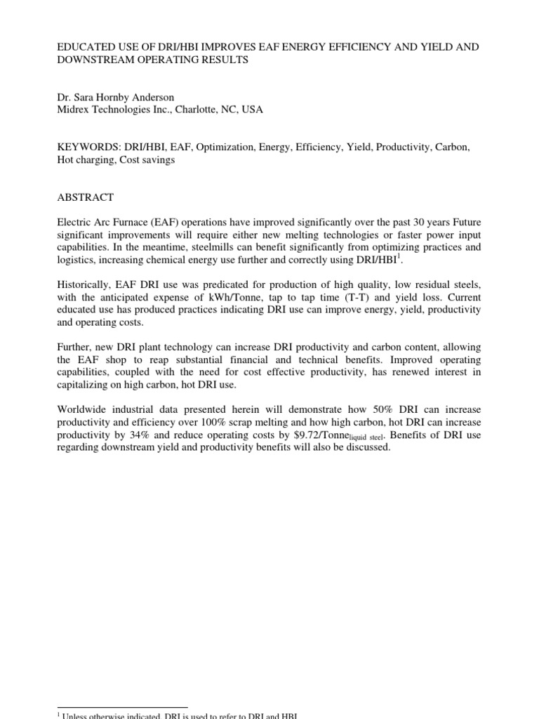 Optimizing DRI/HBI for EAF Efficiency | PDF | Efficient Energy Use | Steel