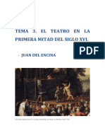 Tema 3. El Teatro en La Primera Mitad Del Siglo XVI. Juan Del Encina.