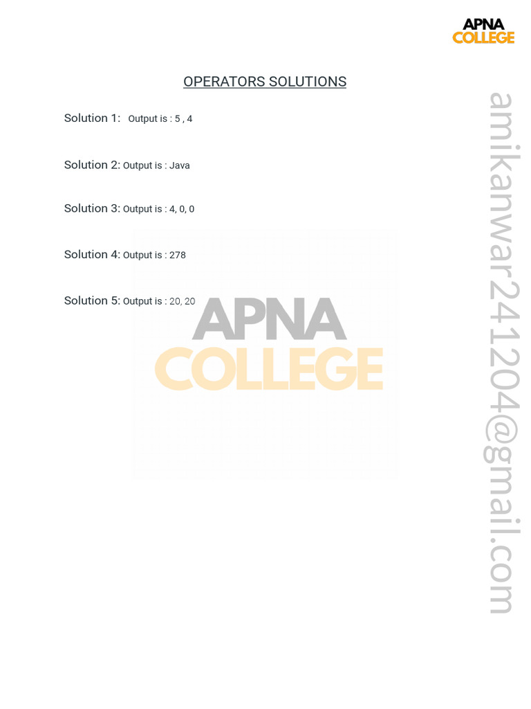 Operators Solutions | PDF | Teaching Methods & Materials | Technology ...