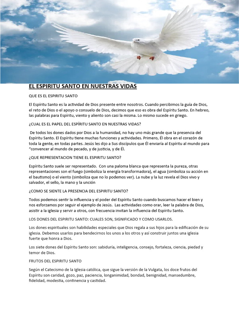El Espíritu Santo es la actividad de Dios presente entre nos1 | PDF ...
