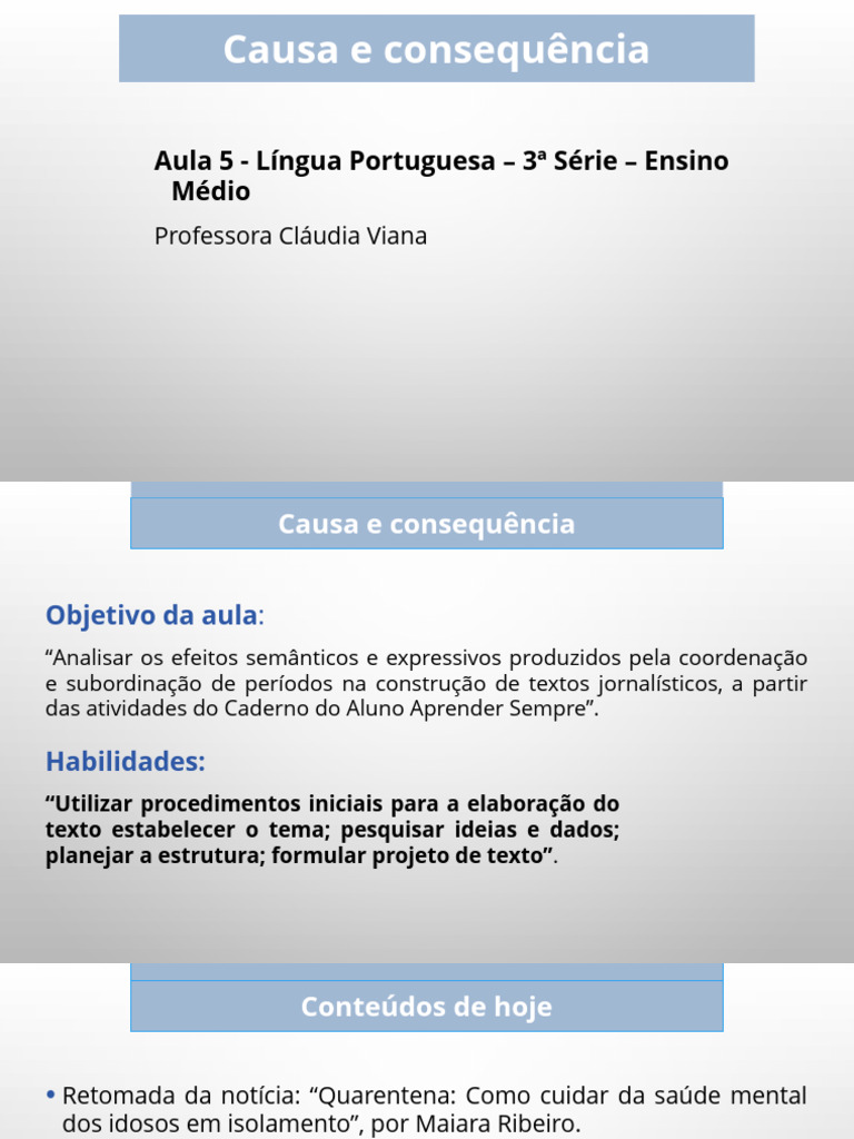 Atividades de Causa e Consequência EM | PDF | Ciências Sociais | Autoajuda
