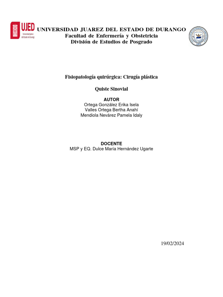 Quiste sinovial pdf articulaci n mano