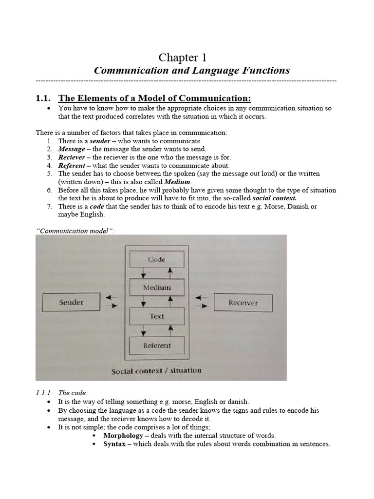 Chapter 1 - Communication and Language Functions | PDF | Communication ...