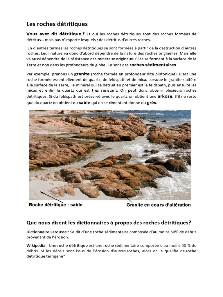 Les caractéristiques des roches détritiques | PDF | Limon | Grès
