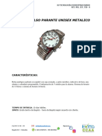 Ficha Técnica - Reloj de Pulso Parante Unisex Metalico
