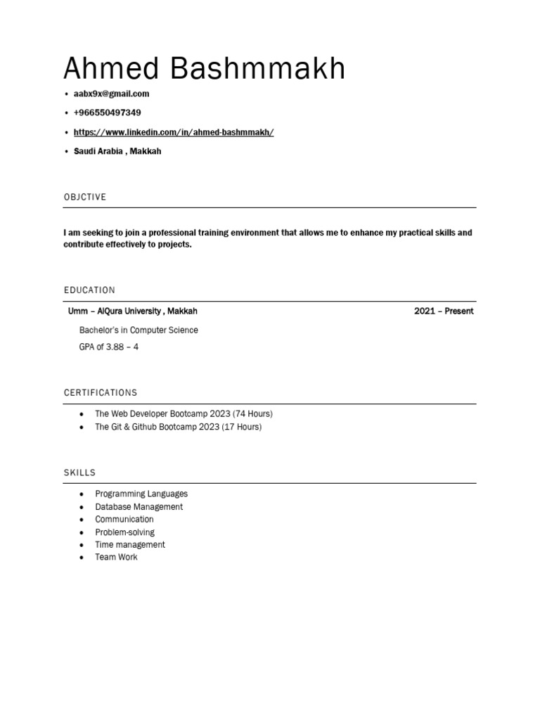 Basic Professional Resume | PDF