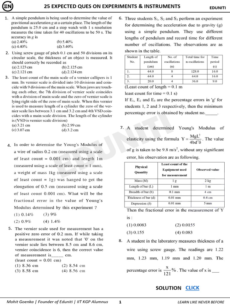 25 Key Questions on Experiments | PDF