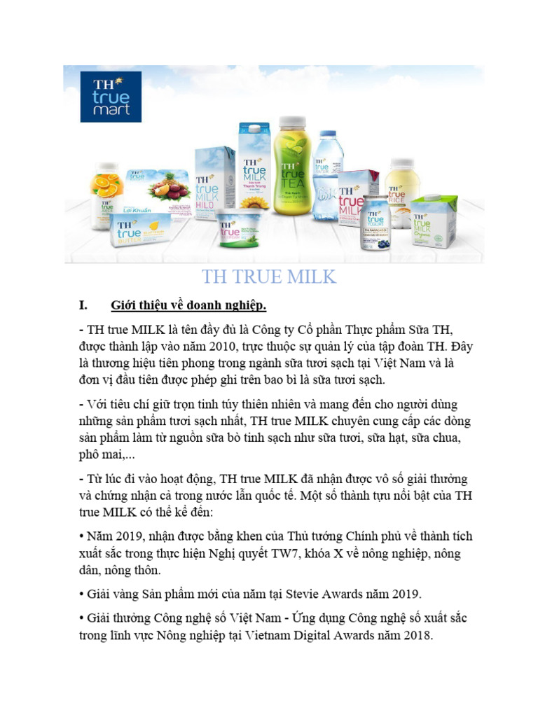 Nhóm 4 Dự Án Thương Mại Điện Tử Về TH True Milk | PDF