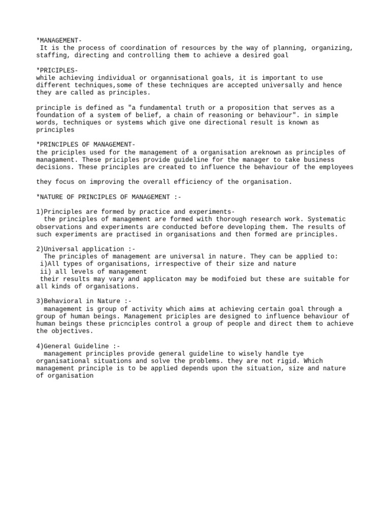 Principles of Management Explained | PDF