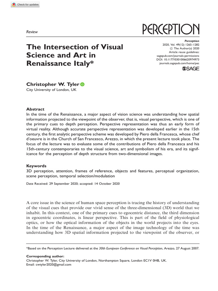 Tyler 2020 The Intersection of Visual Science and Art in Renaissance ...