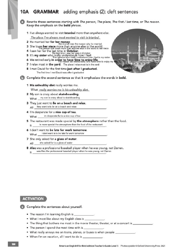 HWK Unit 10 Grammar Aedll | PDF