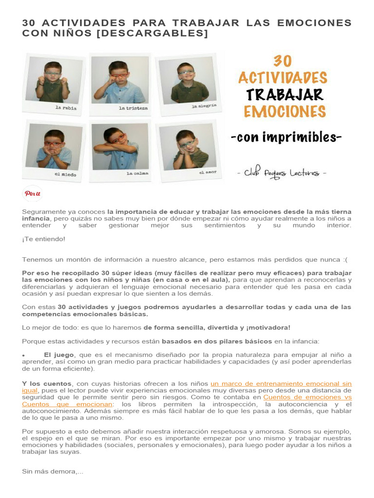 30 Actividades para Trabajar Emociones | PDF | Las emociones | Empatía