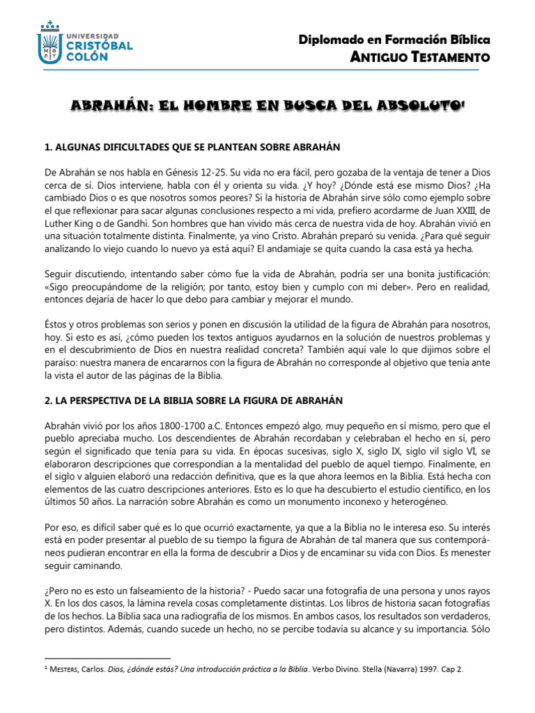 Mesters 2 Abraham, El Hombre en Busca Del Absoluto PDF Abrahán Dios