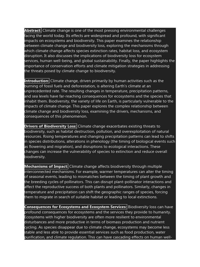 Abstract | PDF | Biodiversity | Climate Change
