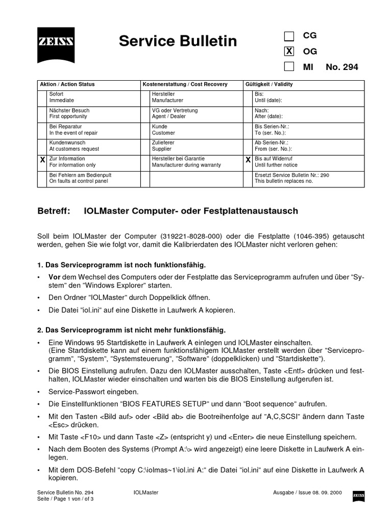Servicebulletin 294 | PDF