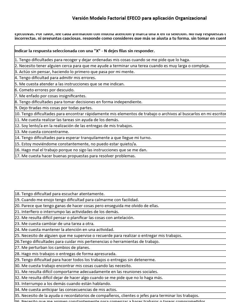 Test EFECO 2.0 | PDF | Funciones ejecutivas | Las emociones