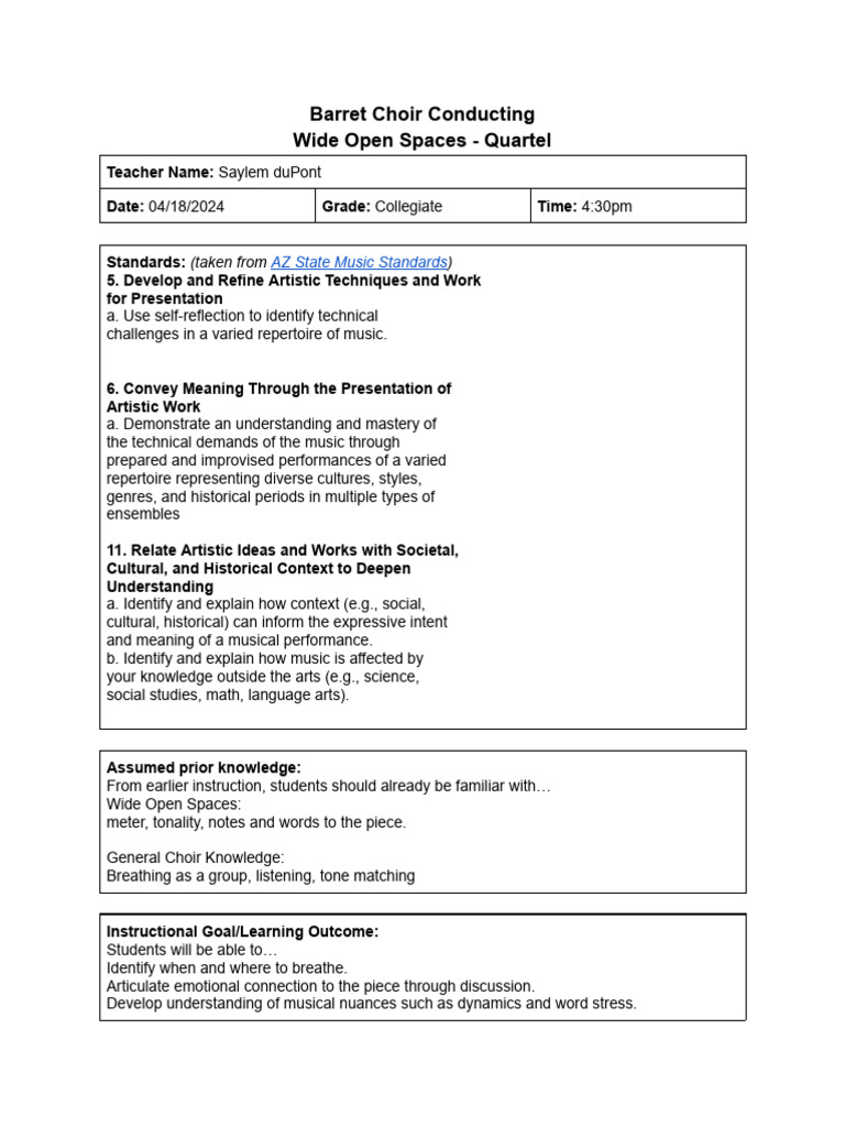 Barrett Lesson Plan Dupont | PDF | Behavior Modification | Learning