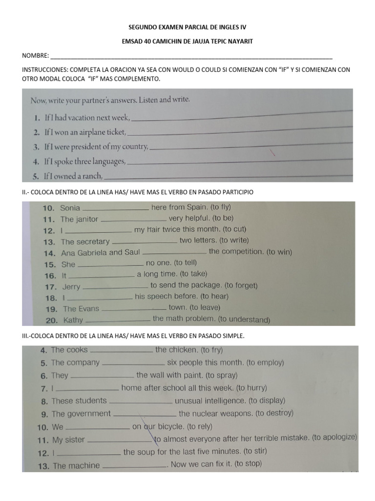 Segundo Examen Parcial de Inglés IV | PDF | Crecimiento personal y ...