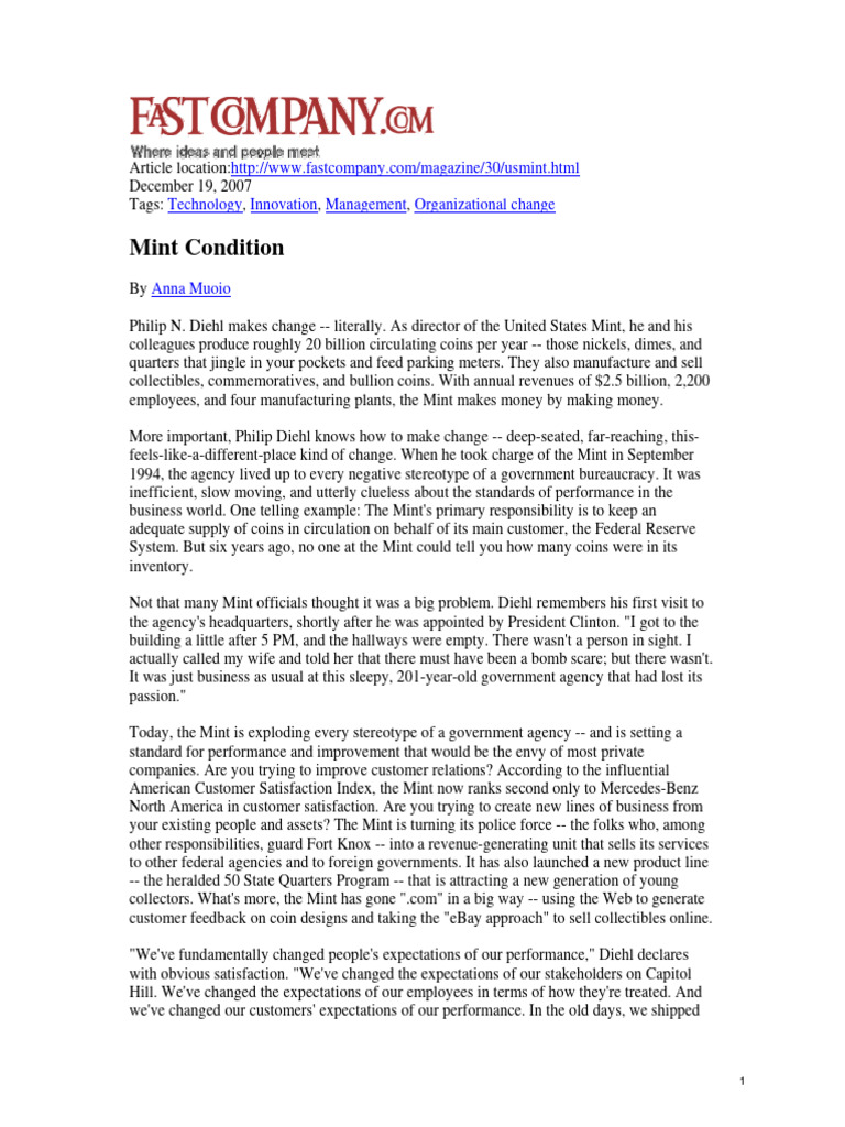 US Mint Transformation Under Diehl | PDF | United States Mint | Coins