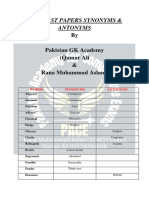 PPSC PAST PAPERS SYNONYMS by PACE GK ACADEMY